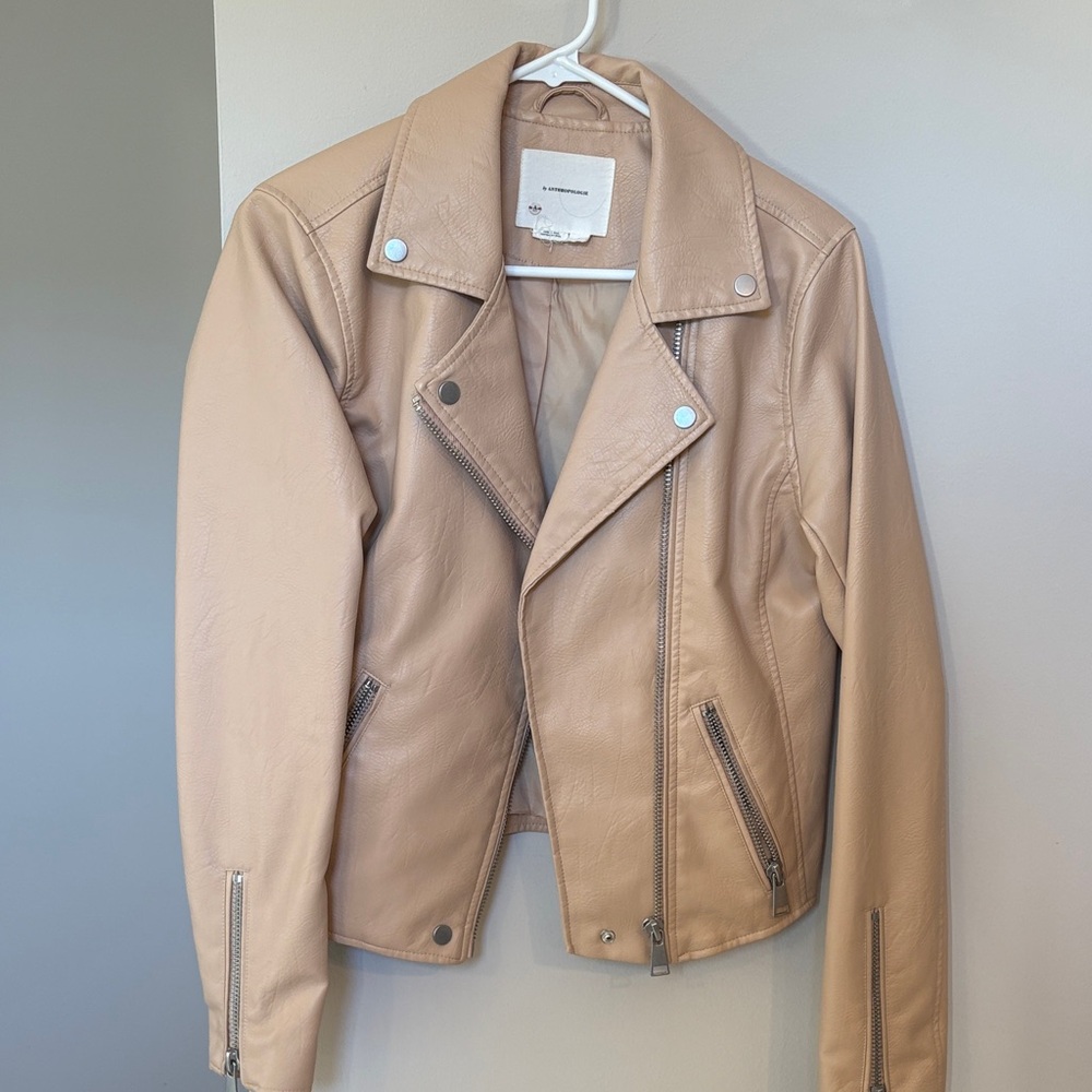 Anthropologie Beige Leather Moto Jacket